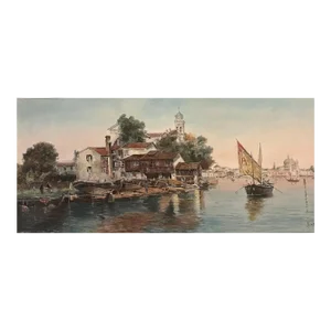 Antonio Reyna Manescau, Squero San Trovaso, Venice, Watercolor Circa 1890.