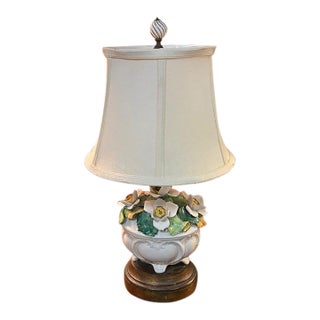 Early Italian Porcelain Floral Lamp in the Manner of Capodimonte For Sale