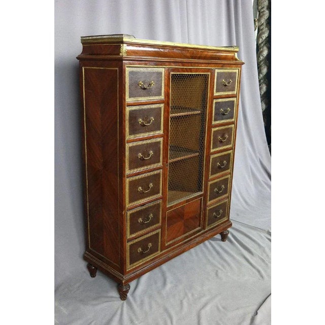 Louis XVI Style Cartonnier in Rosewood Topped & Brass Gallery For Sale - Image 3 of 8