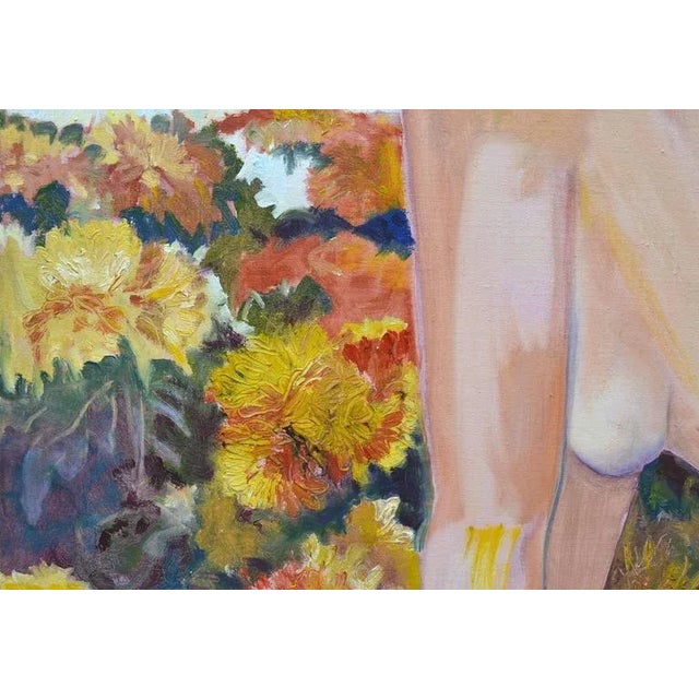 1980s 1980s "Nudes in Flowers of Michel" Figurative Oil Painting For Sale - Image 5 of 10