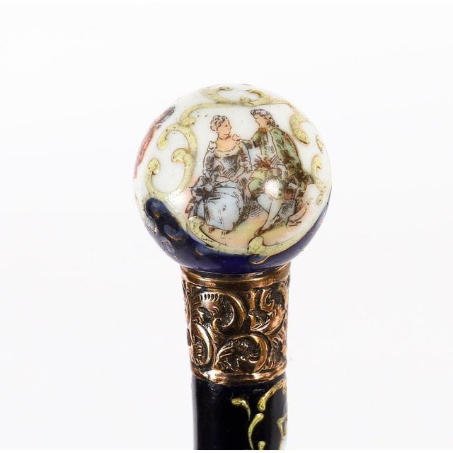 Antique French Gold Plate and Porcelain Walking Sword Stick, 1800s For Sale - Image 11 of 18
