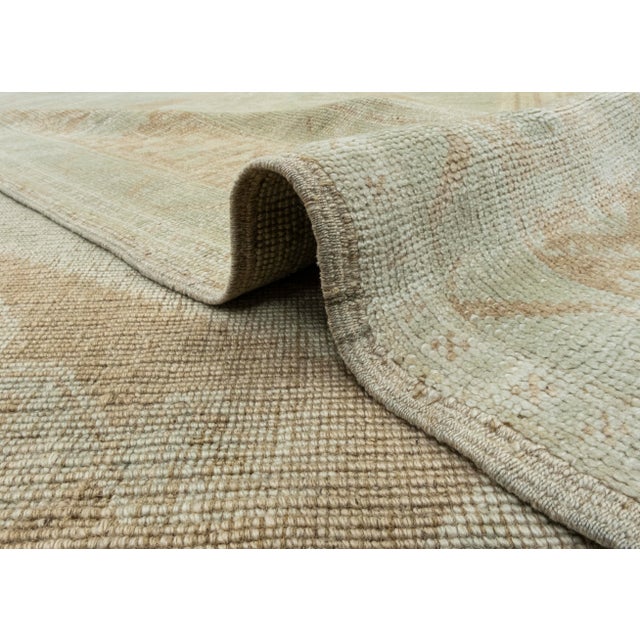 Turkish Vintage Rug Faded Mint & Soft Terracotta Handwoven Wool Rug 5'5" X 9'4" For Sale In Houston - Image 6 of 10