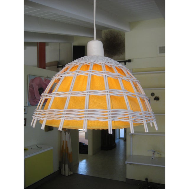 White Mid-Century Modern White Wicker Chandelier For Sale - Image 8 of 13