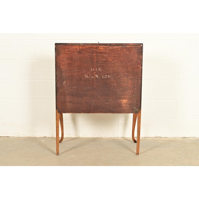 Berkey & Gay Style Antique Victorian Tiger Oak Slant Front Secretary Desk, Circa 1900 For Sale - Image 13 of 14