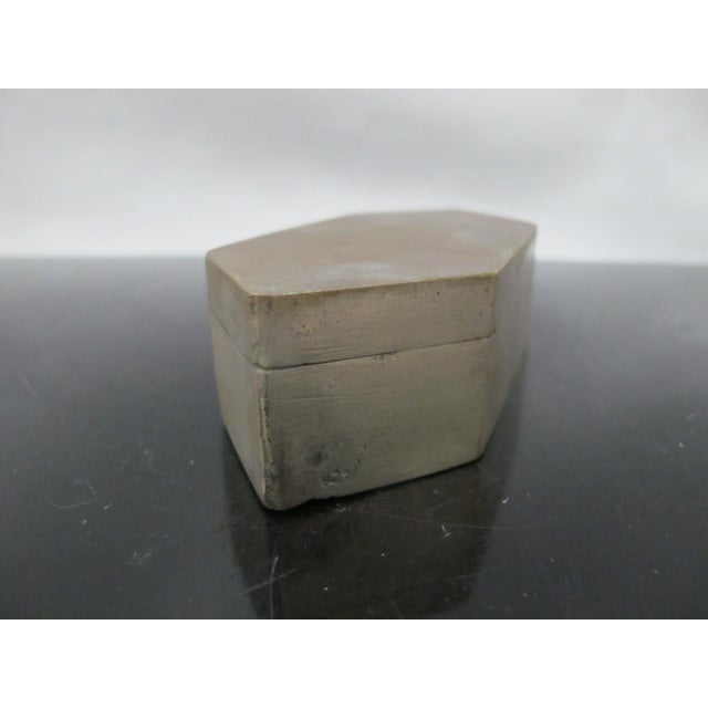 Hexagonal Antique Brass Betel Nut Trinket Hinged Lid Box Casket For Sale In Portland, OR - Image 6 of 9