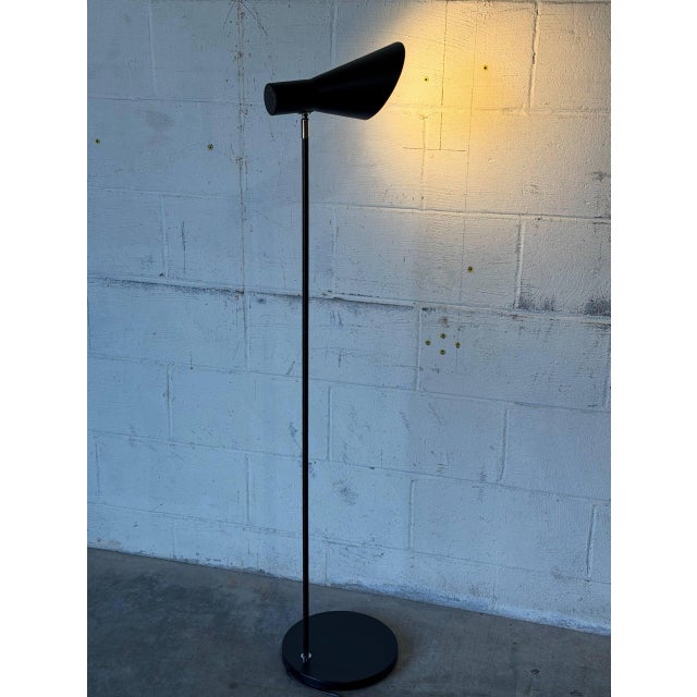Metal Black Metal Floor Lamp With Cone Shade Mid-Century Modern 1960s For Sale - Image 7 of 10