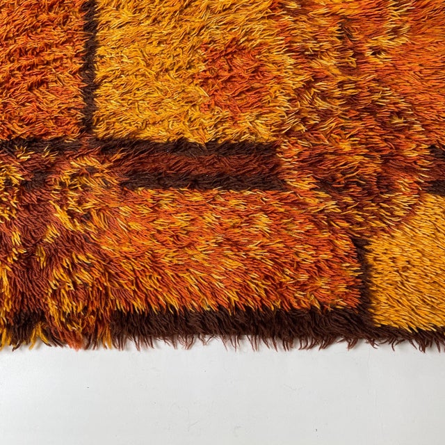 Original Scandinavian Square Pattern Rya Rug by Ege Taepper, Denmark, 1960s For Sale - Image 6 of 18