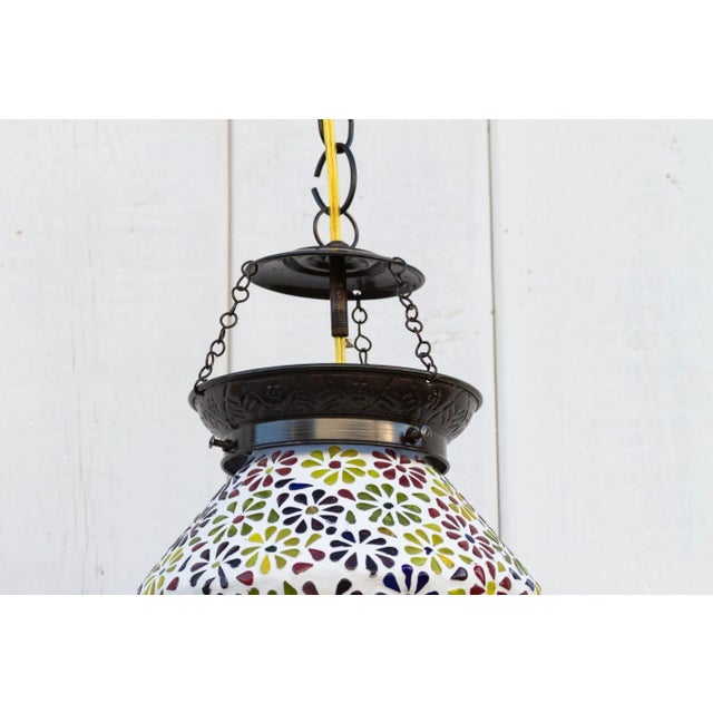 Small Colorful Floral Hanging Lantern For Sale - Image 4 of 9