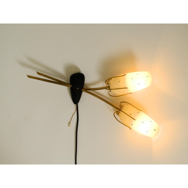 Mid-Century Brass Wall Lamp with Painted Glass Shades, 1950s For Sale - Image 4 of 18
