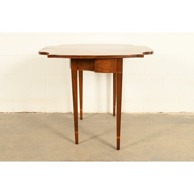 Baker Furniture Federal Inlaid Mahogany Flip-Top Console or Game Table For Sale In South Bend - Image 6 of 18