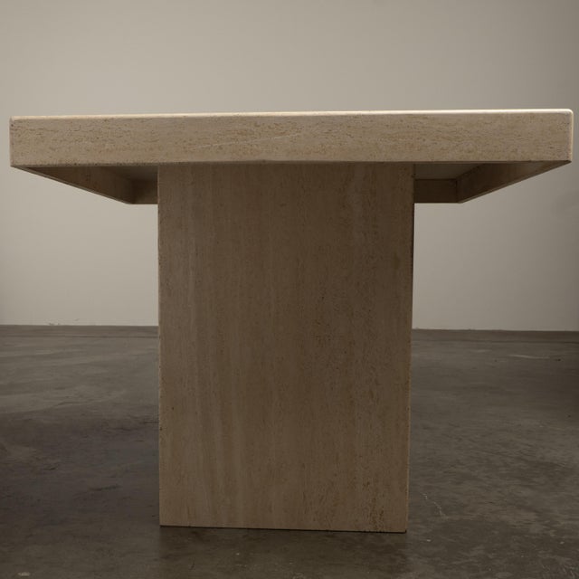 1980s 1980s Travertine Marble Square Dining Table Italian Stone Michael Taylor Style For Sale - Image 5 of 11