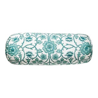 The House of Scalamandré Ornamental Gate Bolster Pillow, Celadon For Sale