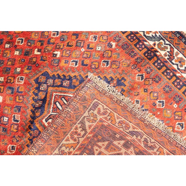 Brick Red Vintage Hand-Knotted Persian Qashqai Rug 3'11" X 5'4" For Sale - Image 8 of 17