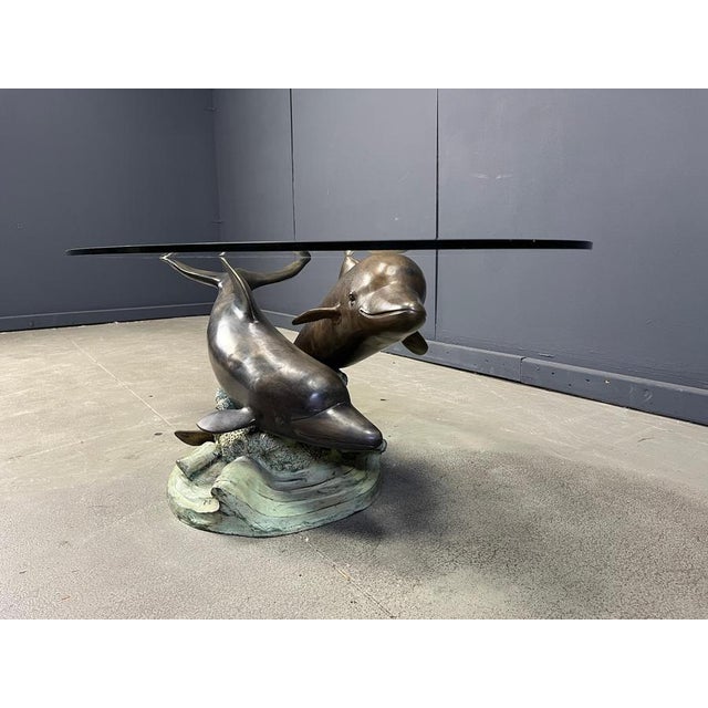 Bronze Dolphin Coffee Table by C. Caudion, 1960s For Sale - Image 8 of 17