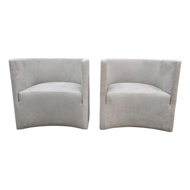 MCM Barrel Back Lounge Chairs Newly Reupholstered - Pair For Sale