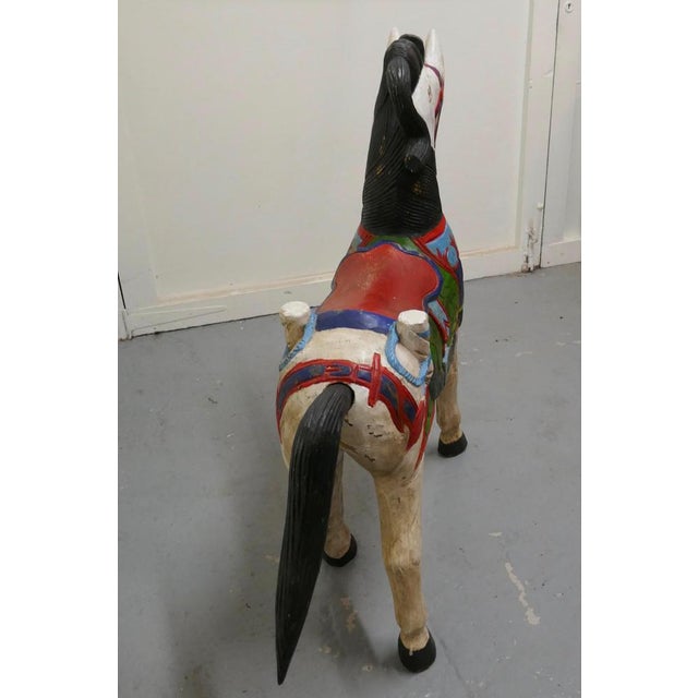 19th Century Carved and Painted Wooden Horse, 1880s For Sale - Image 6 of 9