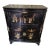 1970s Chinese Oriental Black Lacquer Mother of Pearl Figurine Decorated Liquor Cabinet For Sale