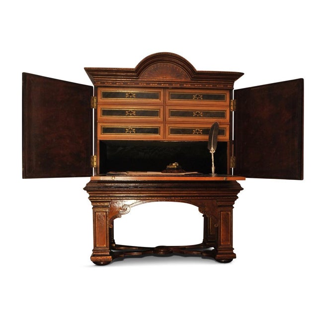 19th Century Italian Renaissance Handcrafted Tooled Collectors Cabinet, 1890s For Sale - Image 5 of 13