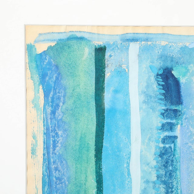 Blue Mid-Century Modernist Watercolor & Gouache Painting by Robert Natkin For Sale - Image 8 of 10
