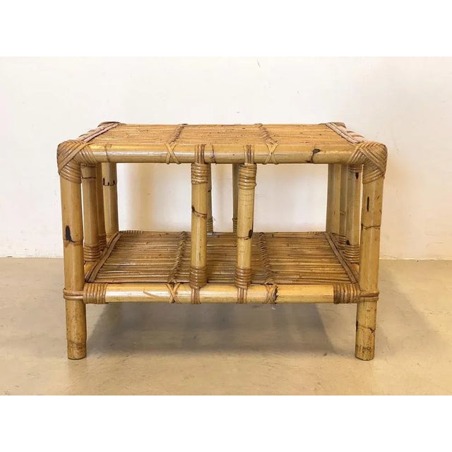 Wood Bamboo Table in Wicker, 1970s For Sale - Image 7 of 7