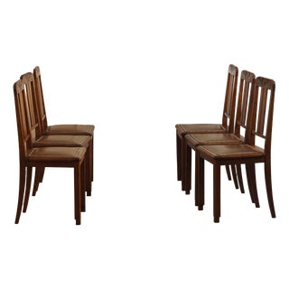Art Nouveau Oak Chairs, 1890s, Set of 6 For Sale