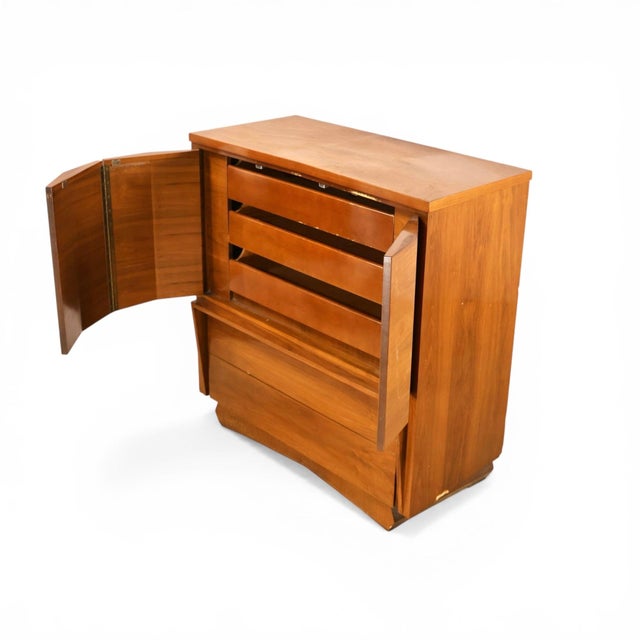 Brown Sculptural Atomic Style Mid-Century Modern 5-Drawer Highboy Dresser, C. 1960s For Sale - Image 8 of 9