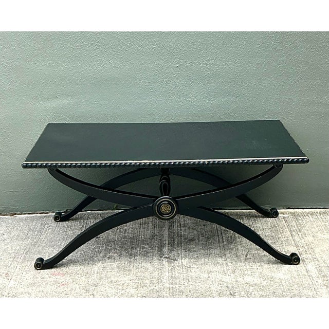 Baker Furniture Company Vintage Lacquered X Base Coffee Table For Sale - Image 4 of 12