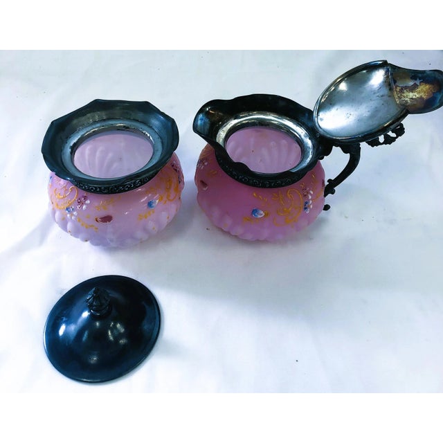 Late 18th Century 18th Century Aesthetic Victorian Art Glass Cream and Sugar Set For Sale - Image 5 of 6