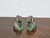 Green Pair of Vintage Asian Glazed Ceramic Foo Dogs Figurines For Sale - Image 8 of 12