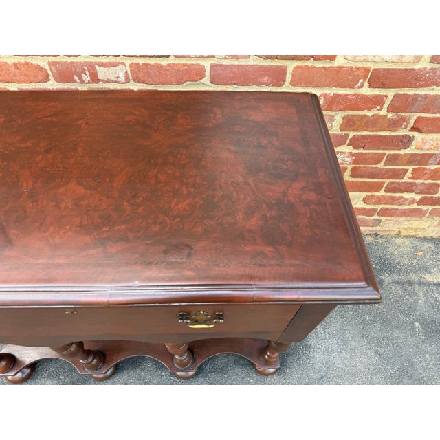 Antique William & Mary Walnut and Burl Walnut Veneer Lowboy Console Table For Sale - Image 4 of 18