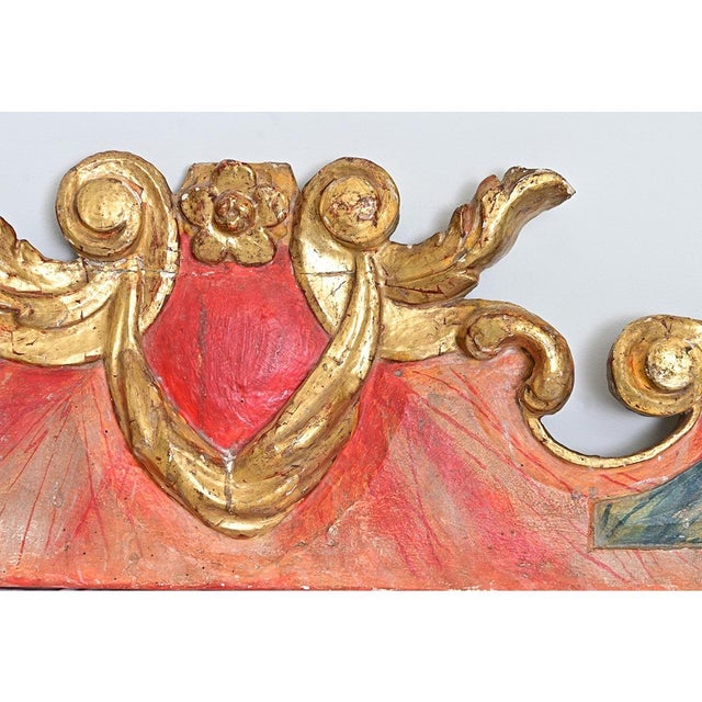 Baroque Italian 18th Century Carved Painted and Parcel Gilt Overdoor For Sale - Image 3 of 9