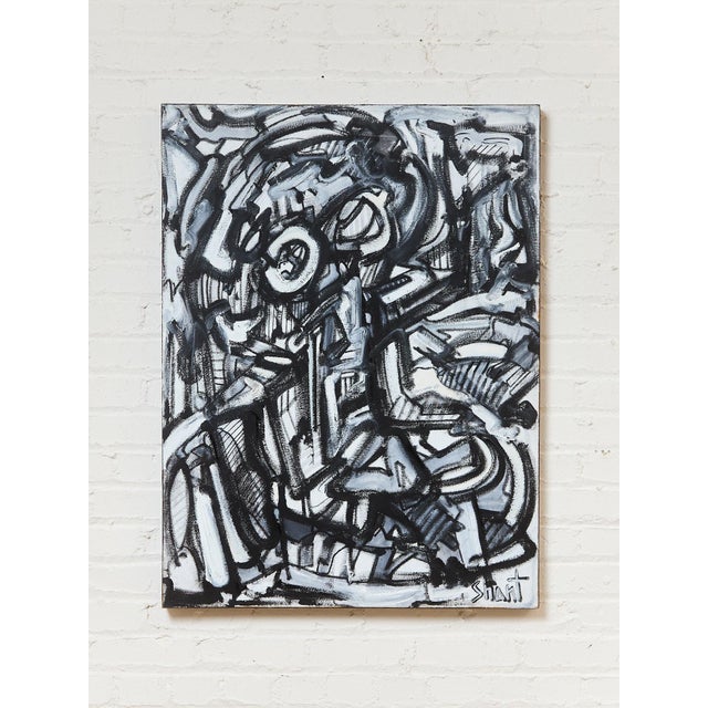Late 20th Century Black and White Acrylic Abstract by Shant Beudjekian For Sale - Image 4 of 9