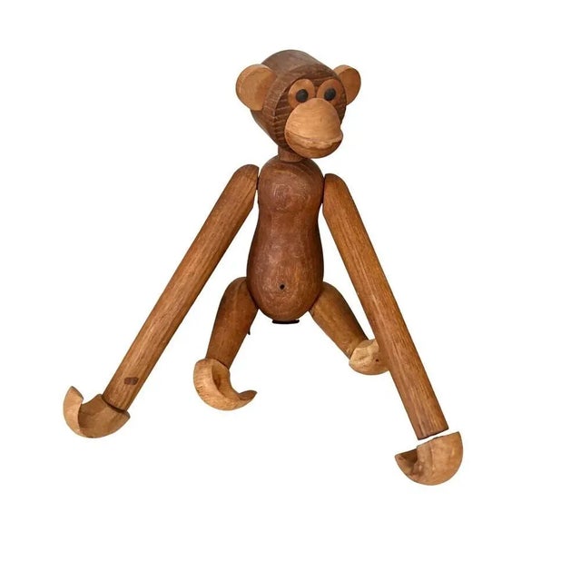 Vintage Teak Wood Articulated Toy Monkey From Denmark For Sale - Image 6 of 6