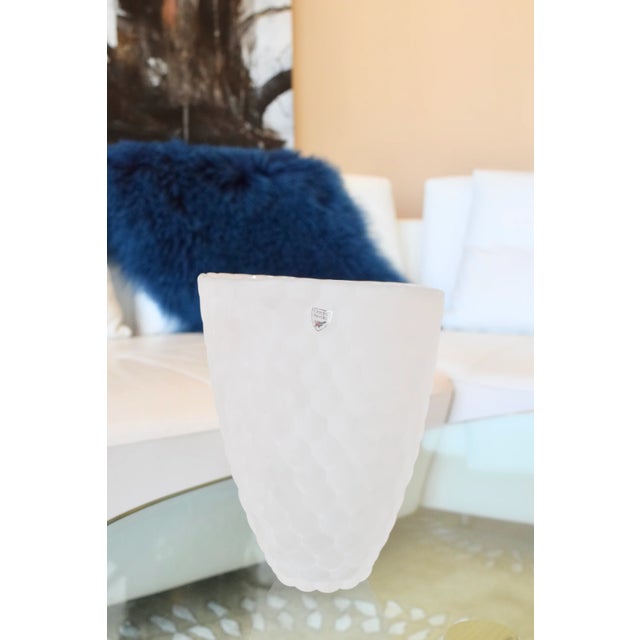 Mid-Century Modern Orrefors Frosted Raspberry Vase For Sale - Image 3 of 5