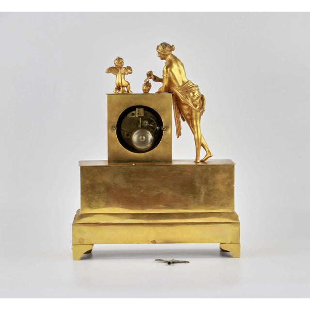 Traditional Vintage Empire Brass Mantel Clock For Sale - Image 3 of 5