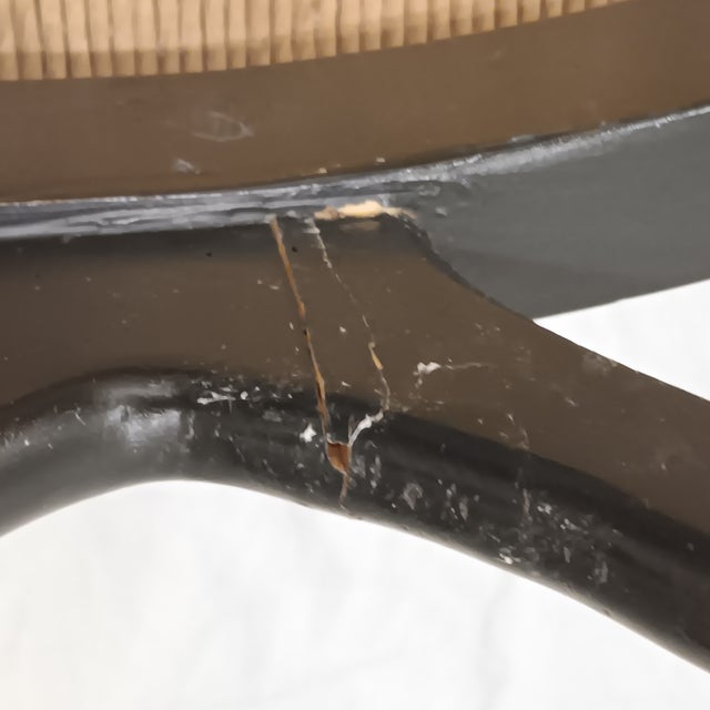 Vintage French, Country Black Dining Chairs With Rush Seat - Set of 6 For Sale - Image 10 of 18