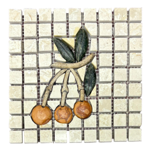 Botticino Marble / Rosso Verona Marble / Verde Saltan Marble / Café Brissac Limestone Polished Cherry Decorative Mosaic