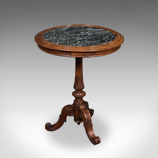 Victorian Antique Decanter Table, English, Walnut, Marble, Wine, Cocktail, High Victorian For Sale - Image 3 of 12