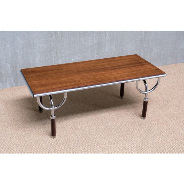 Vintage Italian Tri-6 Coffee Table in Teak and Chrome, 1970s For Sale - Image 9 of 14