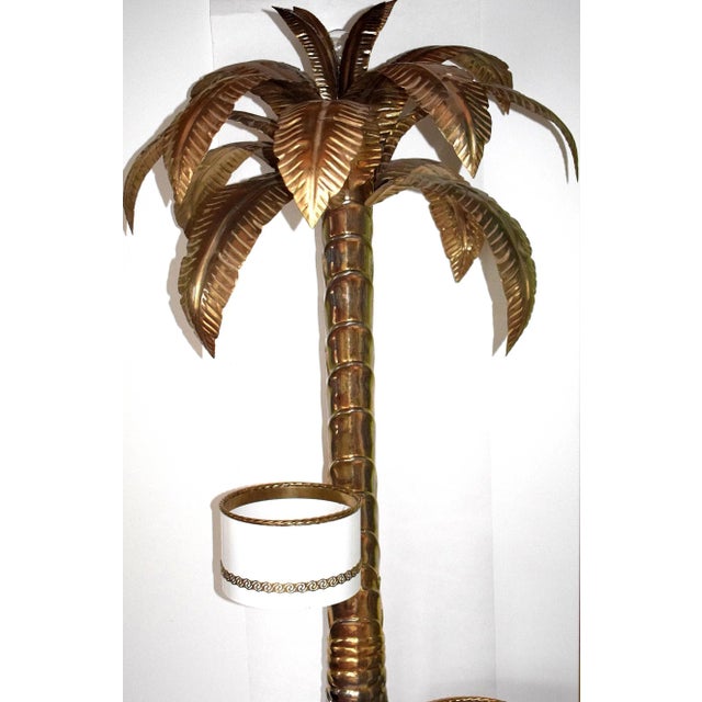 Cream Vintage Brass Palm Floor Lamp with Flower Planters, 1960s For Sale - Image 8 of 10