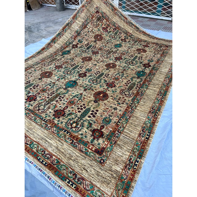 2000 - 2009 Ivory Persian Bakshaish Hand-Knotted Wool Rug - 8'1" X 11'3" For Sale - Image 5 of 13