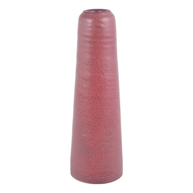 Ceramic Vase with Cylindrical Form and Deep Red Glaze by Mobach, Holland, 1970s For Sale