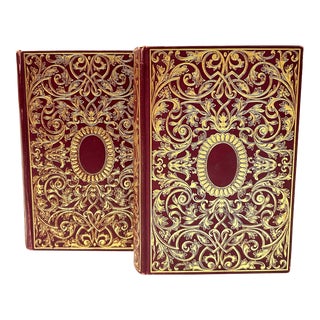 Late 19th Century Brown Leather Gold Gilt Decorative Books Lorna Doone Blackmore - a Pair For Sale