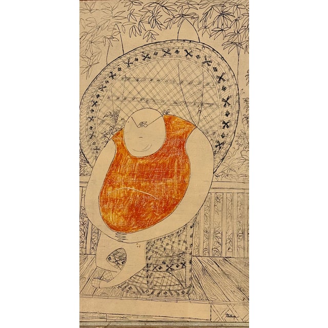 Mid-Century Modern Mid Century Modernist Portrait Painting by Tallon For Sale - Image 3 of 5