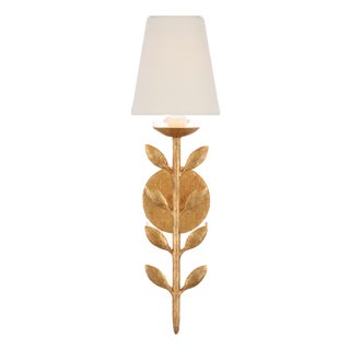 Julie Neill for Visual Comfort Signature Avery 20" Sconce Antique Gold Leaf with Linen Shade For Sale