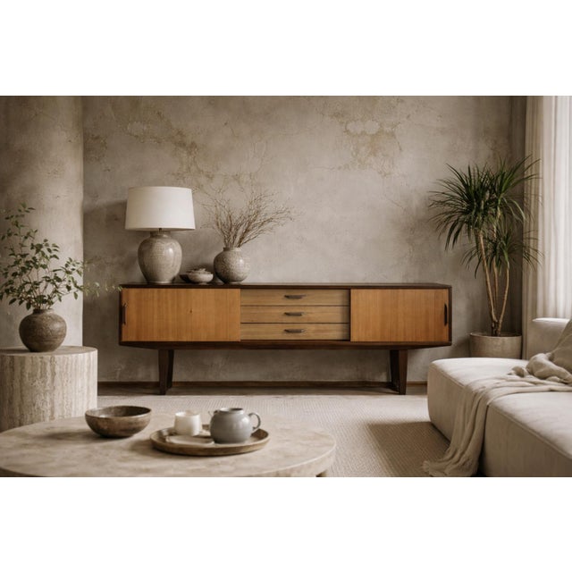 Brown Mid-Century Danish Modern Wood Sideboard with Drawers, 1970s For Sale - Image 8 of 18
