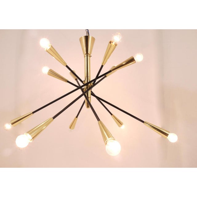 Stilnovo Large Articulating Black and Brass Sputnik Chandelier in the style of Stilnovo, 1950s For Sale - Image 4 of 18