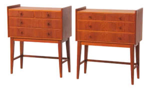 Fully Restored and Refinished Small Vintage Danish Teak Dressers, 1960s, Set of 2