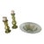 Large Green Glass Bowl & Candleholders, Spain For Sale