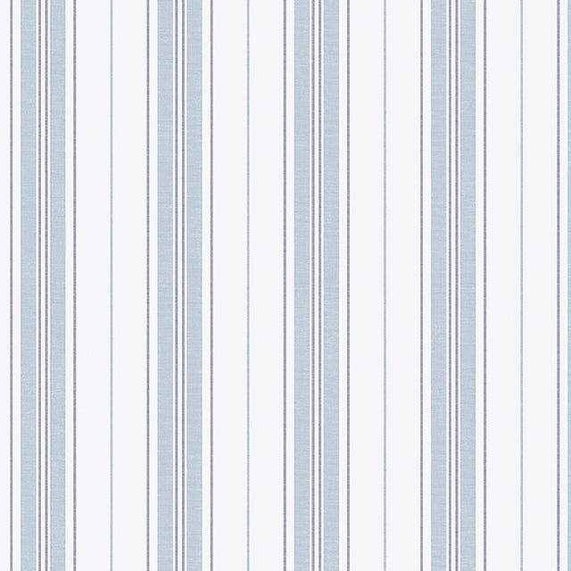 SAMPLE - Boråstapeter Hamnskär Stripe Wallpaper In Blues For Sale